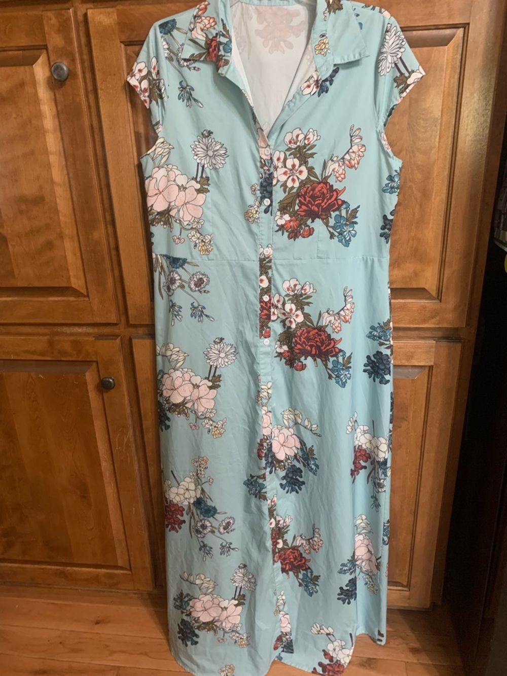 MISSLOOK Light Blue Floral Button-Down Maxi Dress